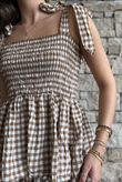 Nonni Gingham Bandeau Cami Hazelnut